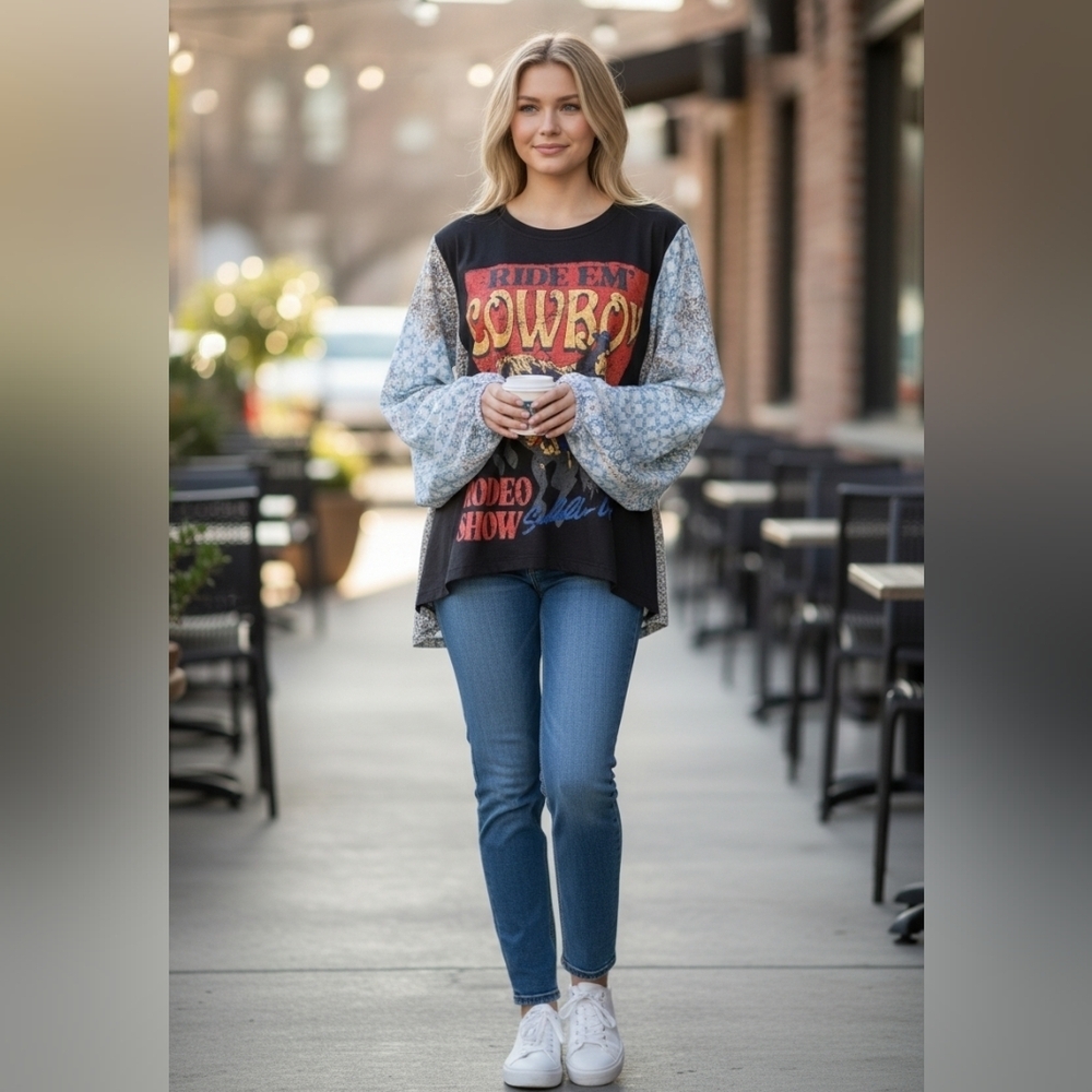 Zutter Cowboy Poncho Long Sleeve Top Medium Rodeo Western